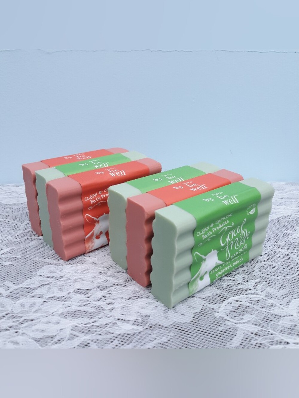 6 Goat Milk Bar Soap Clean Caprine Simply Be Well Jabara Fruit Papaya red green - Picture 2 of 14